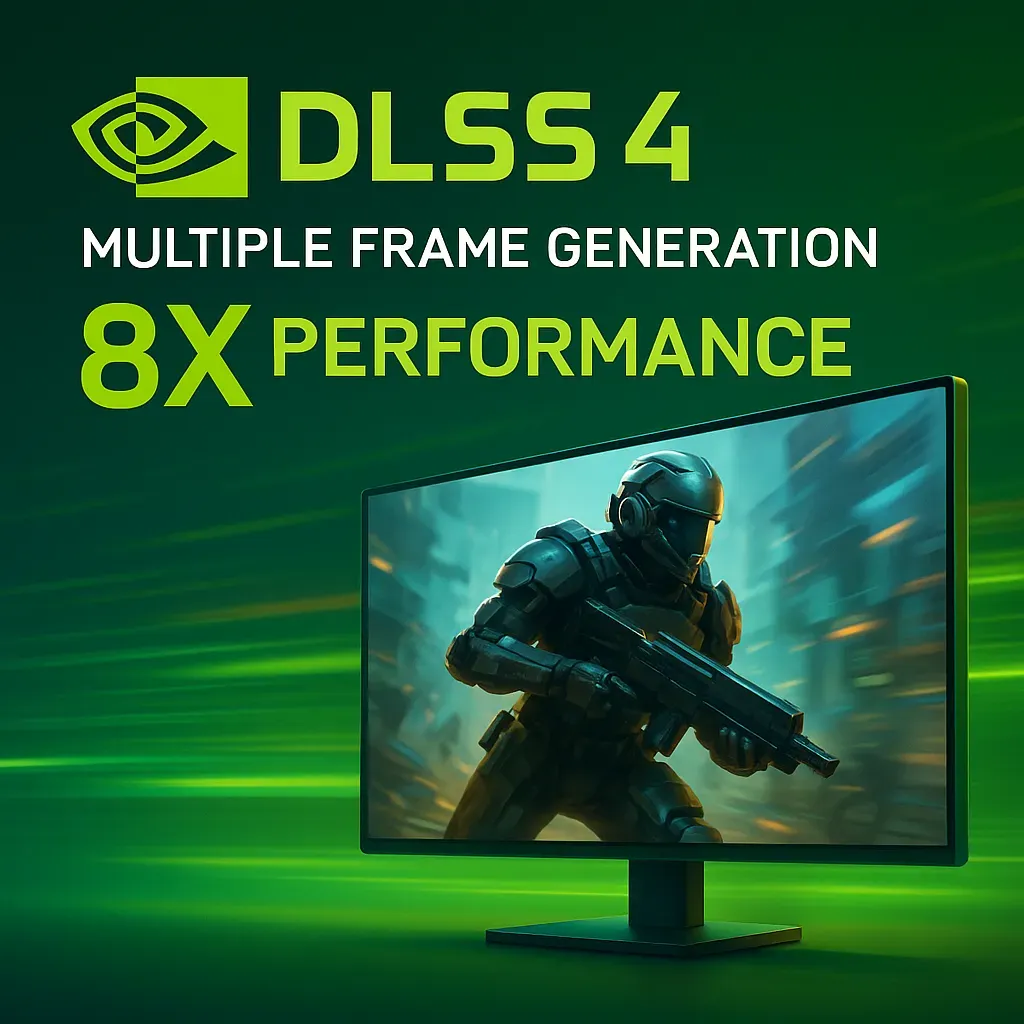 NVIDIA DLSS 4 多幀生成技術效能提升示意圖