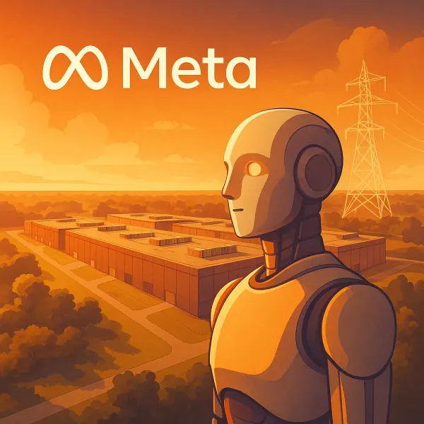 Meta AI 數據中心建設計畫示意圖，顯示大規模投資和基礎設施建設
