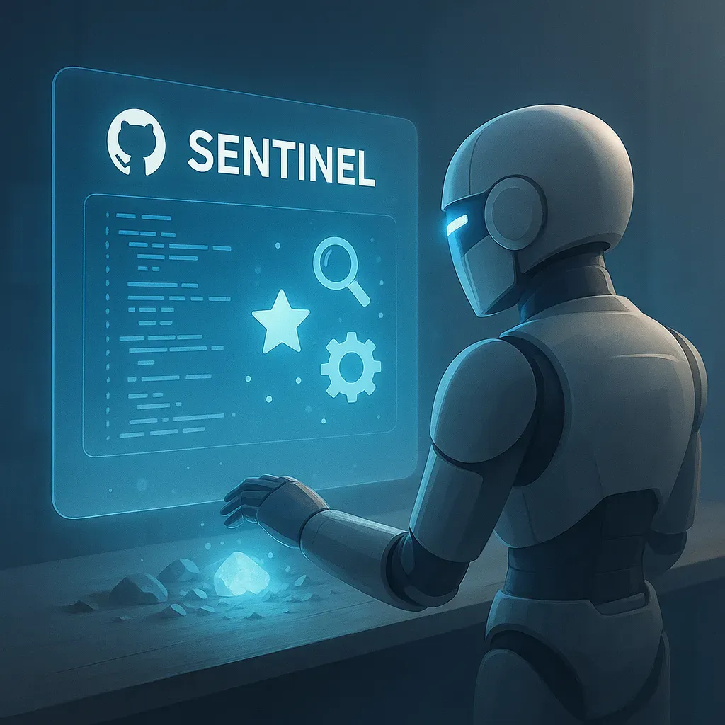GitHub Sentinel AI代理自動挖掘開源項目資訊概念圖