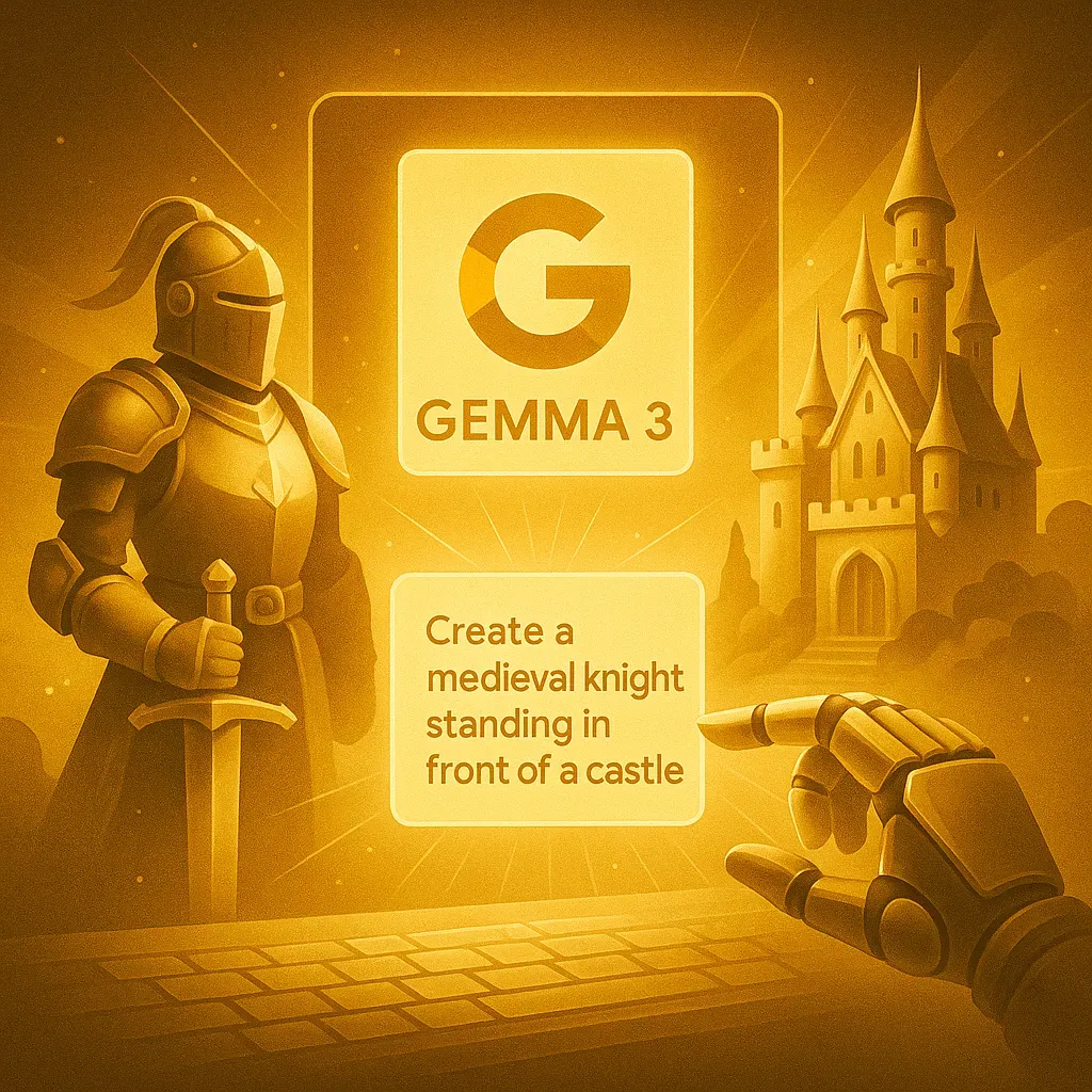Google Gemma 3 AI 遊戲角色生成介面展示