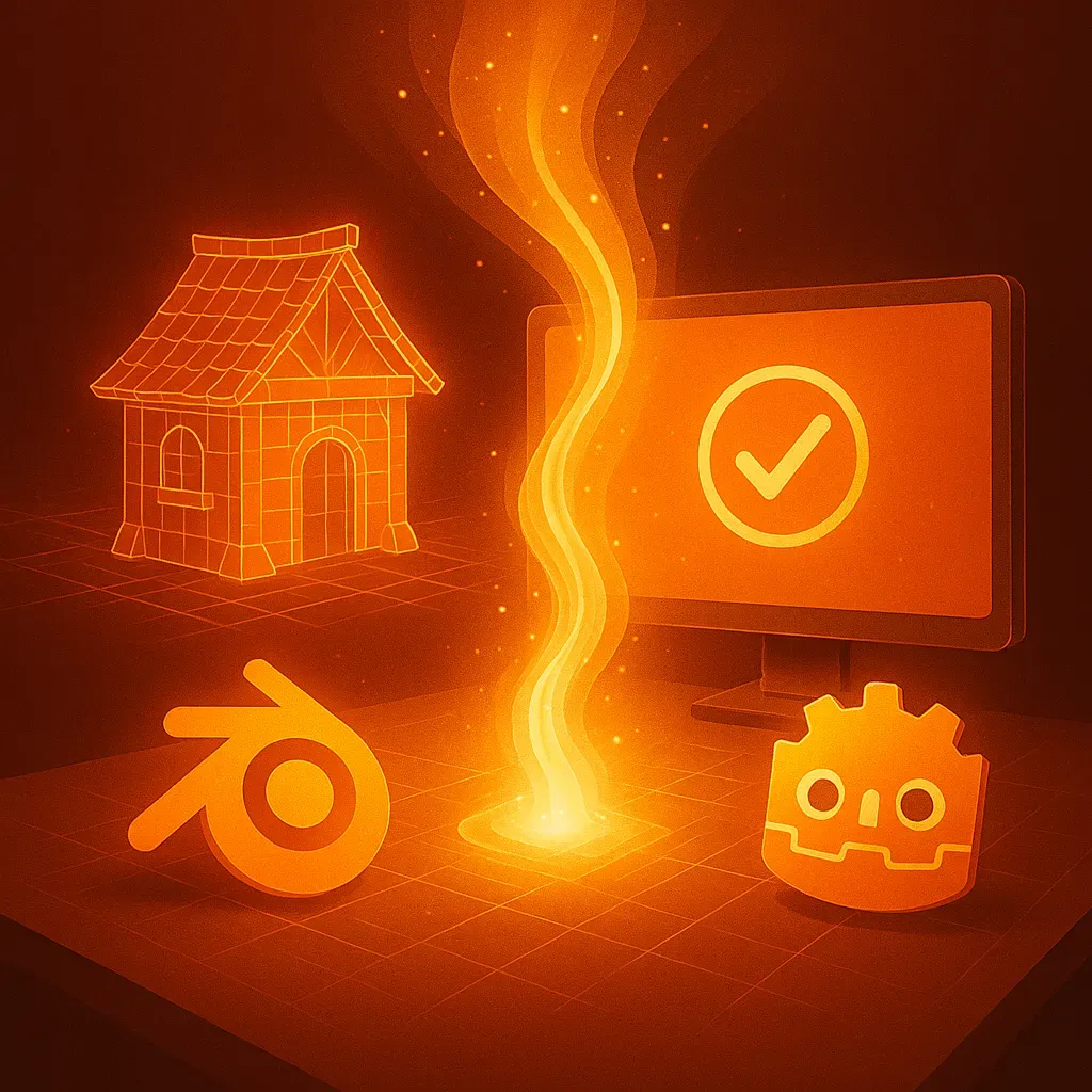 Godot與Blender遊戲資產優化工作流程示意圖