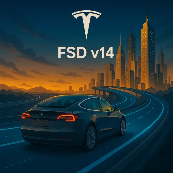 Tesla FSD v14自動駕駛技術突破與Robotaxi服務示意圖