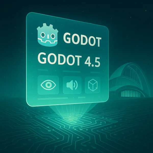Godot 4.5 引擎正式發布，展示其Logo與新功能示意圖