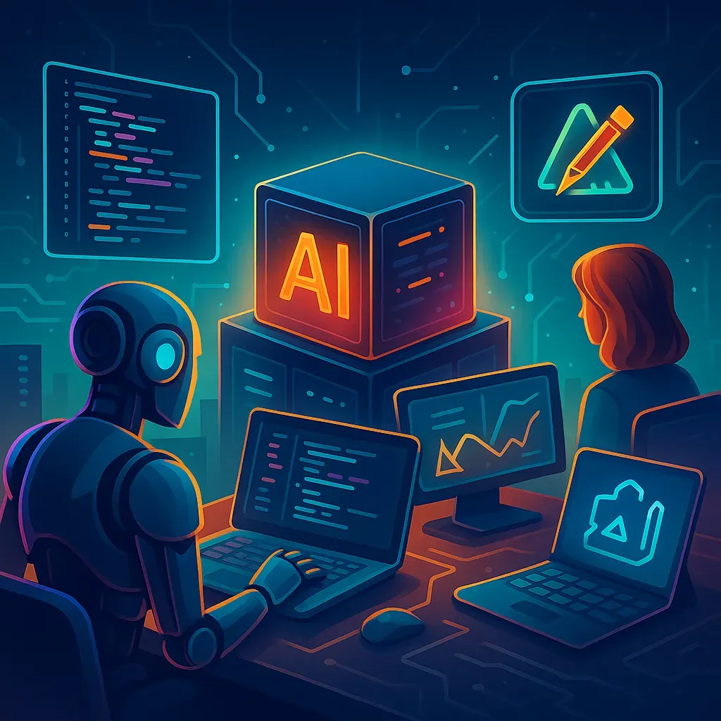 AI game development revolution illustration showing the division of labor between AI and human creators