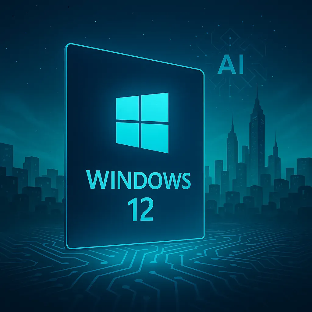 Windows 12 operating system interface preview showcasing new AI integration features and modernized design