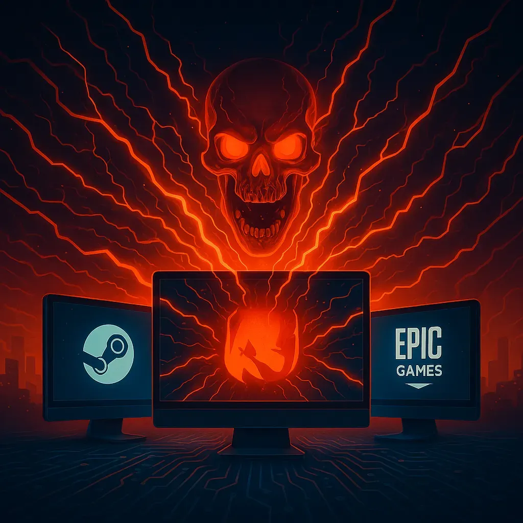 Gaming platform DDoS attack illustration showing massive network traffic assault