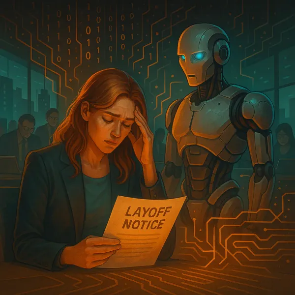 Tech industry layoffs illustration showing major tech companies facing workforce reductions