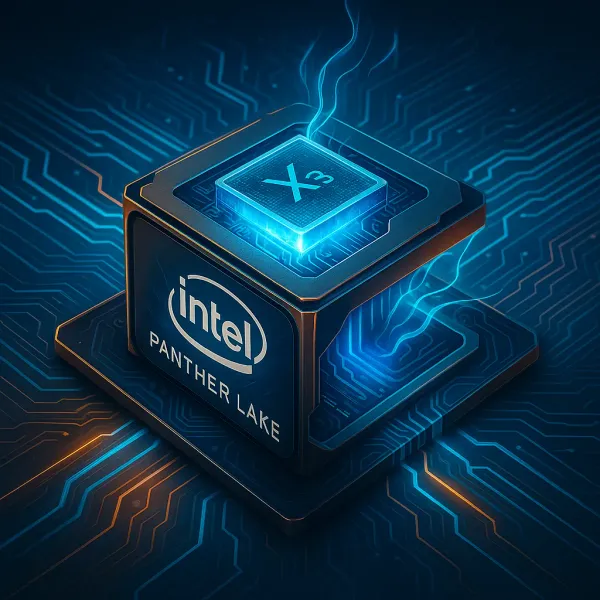 Intel Panther Lake processor technology showcase and 18A process chip