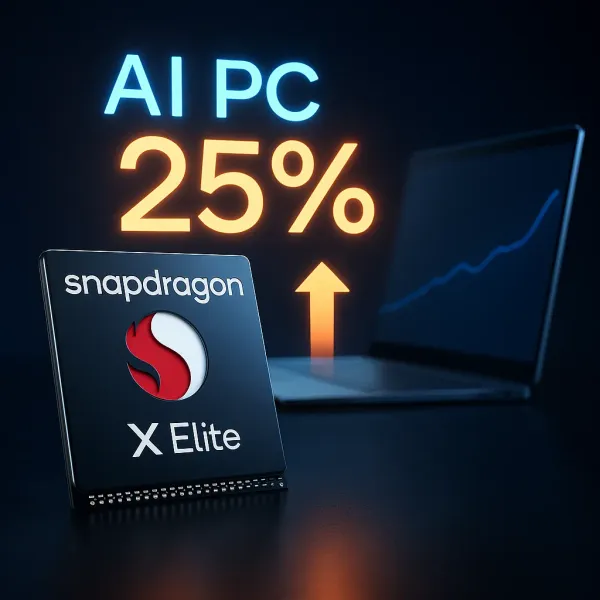 Close-up image of Qualcomm Snapdragon X Elite AI processor chip