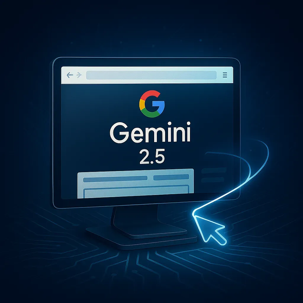 Google Gemini 2.5 Computer Use AI agent autonomously browsing web and filling forms illustration