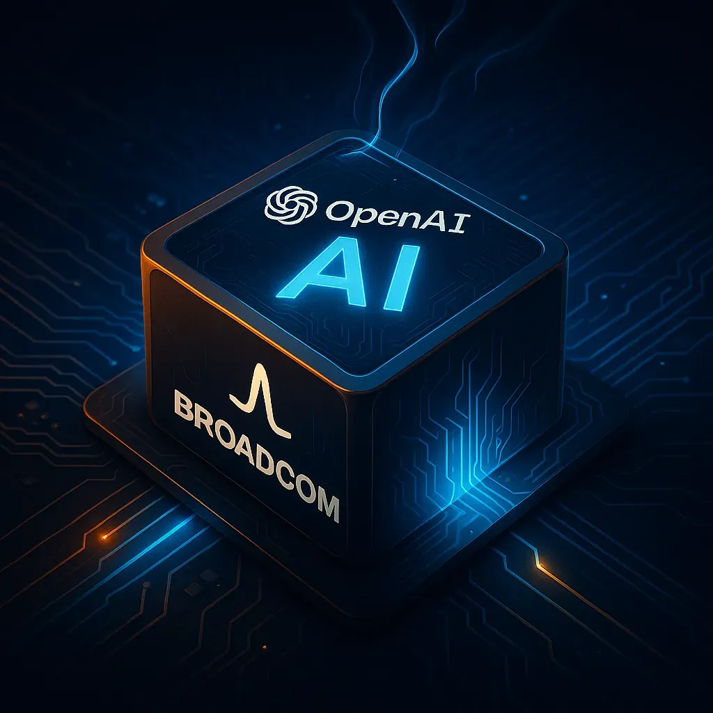 OpenAI and Broadcom custom AI chip development partnership illustration