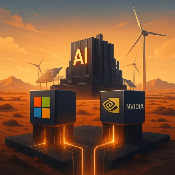 Microsoft and IREN AI infrastructure partnership and Nvidia GB300 GPU deployment illustration