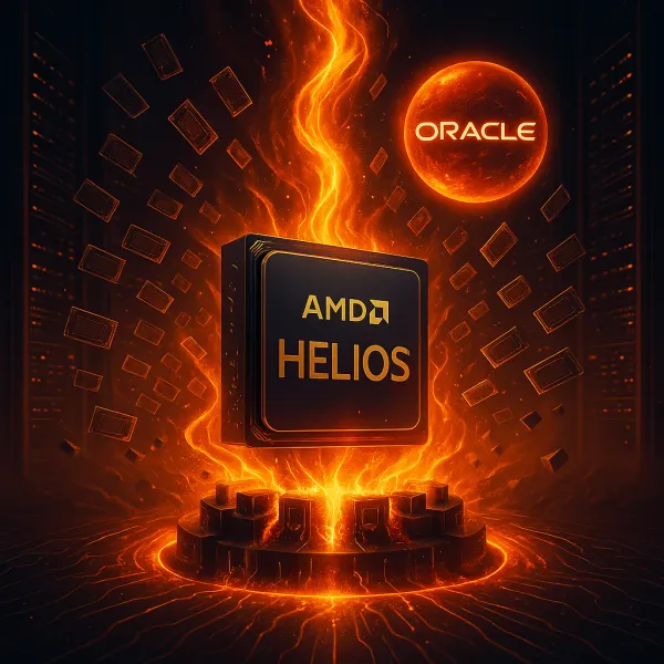 Oracle and AMD AI supercluster partnership and MI450 GPU deployment illustration