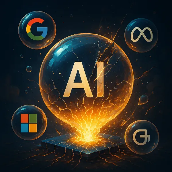 AI bubble warning and tech stock valuation concerns illustration