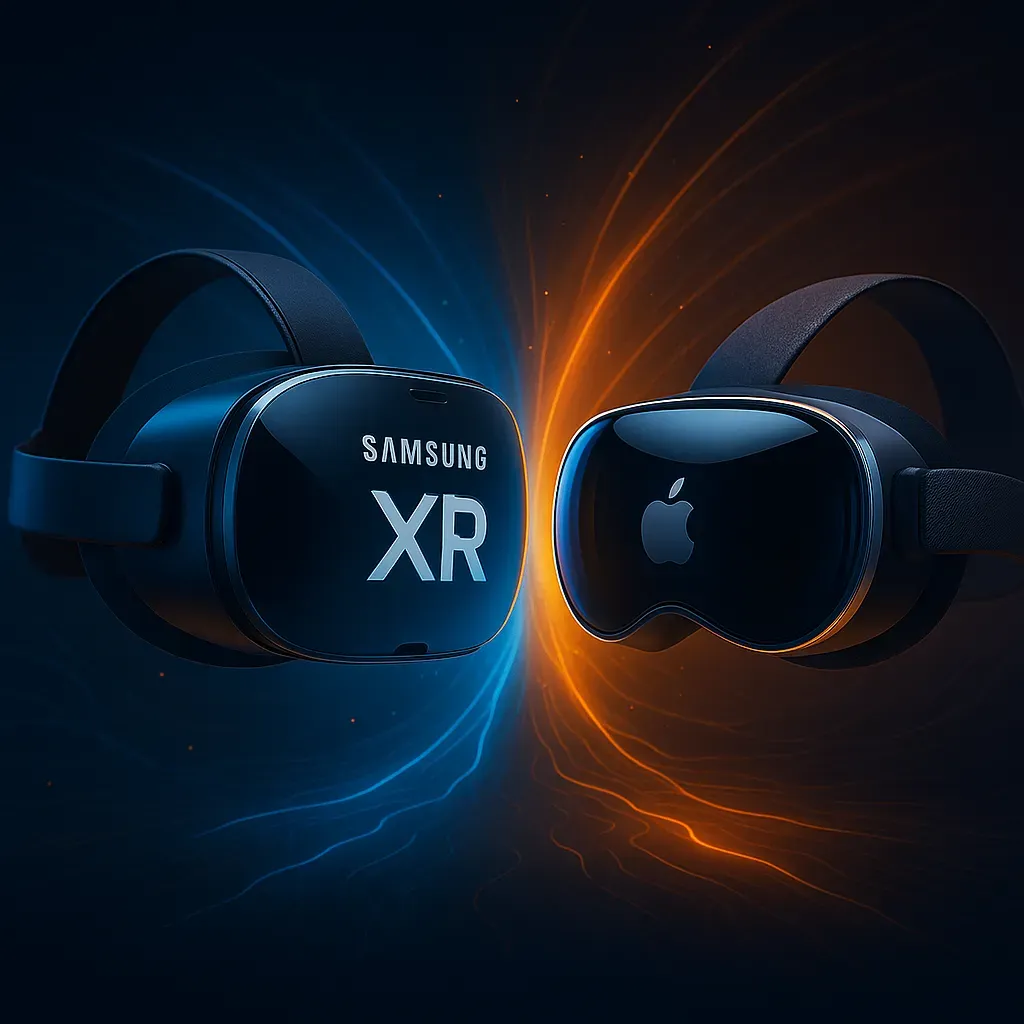 Samsung Galaxy XR headset and Android XR platform illustration