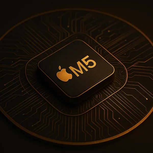 Apple M5 chip showcasing neural accelerator architecture with dramatically improved AI performance