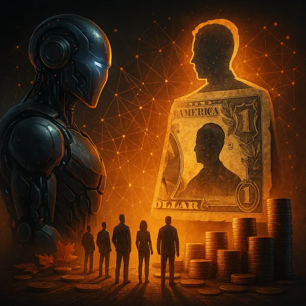 Illustration showing AI impact on workforce and labor market