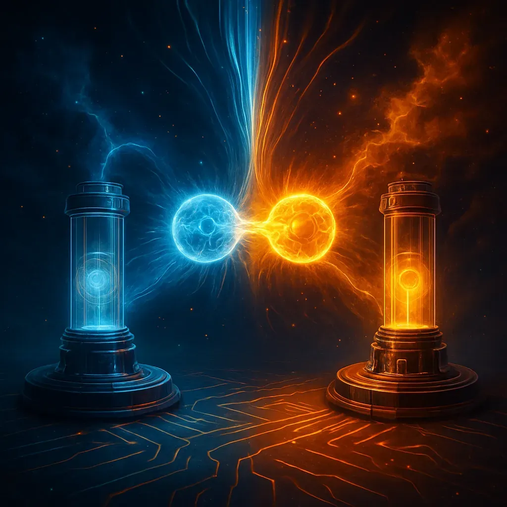Illustration of quantum teleportation breakthrough showing photon information transfer
