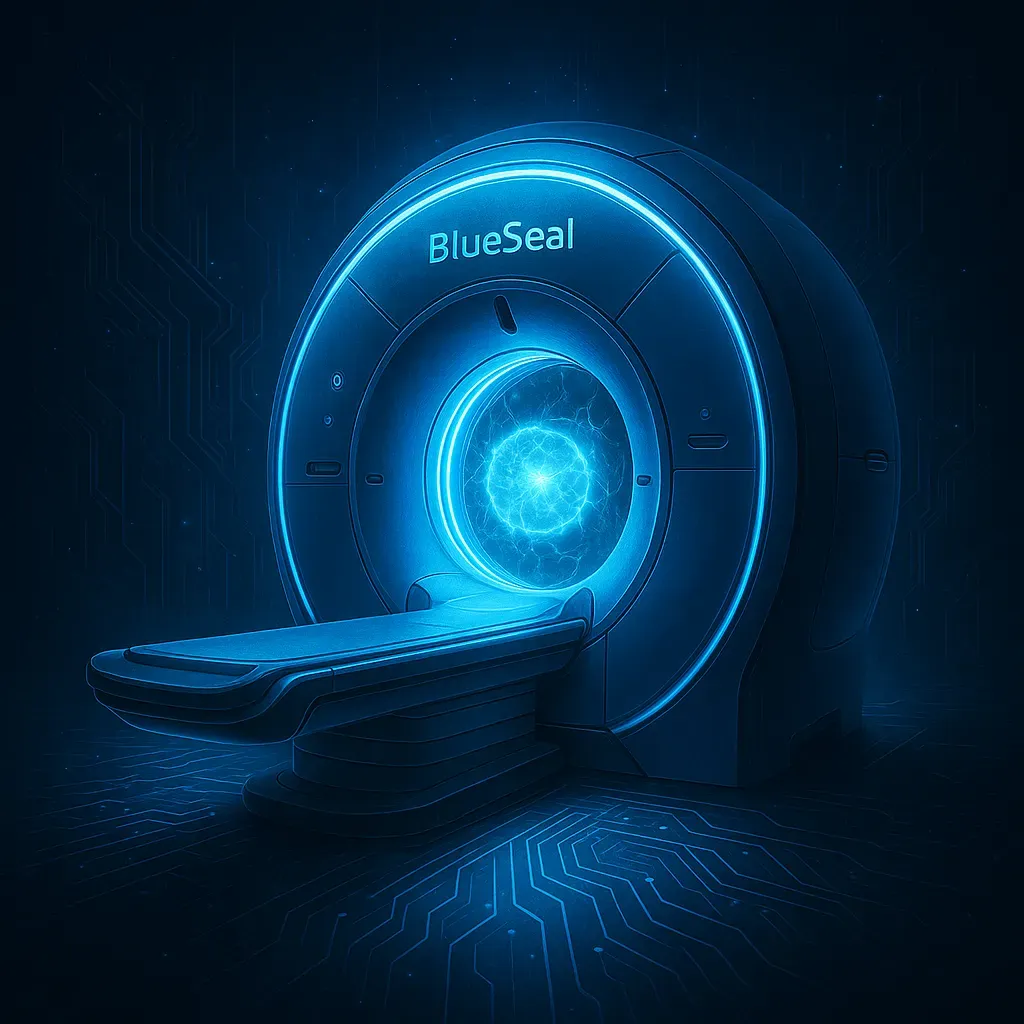 Illustration of Philips BlueSeal Horizon helium-free 3.0T MRI system