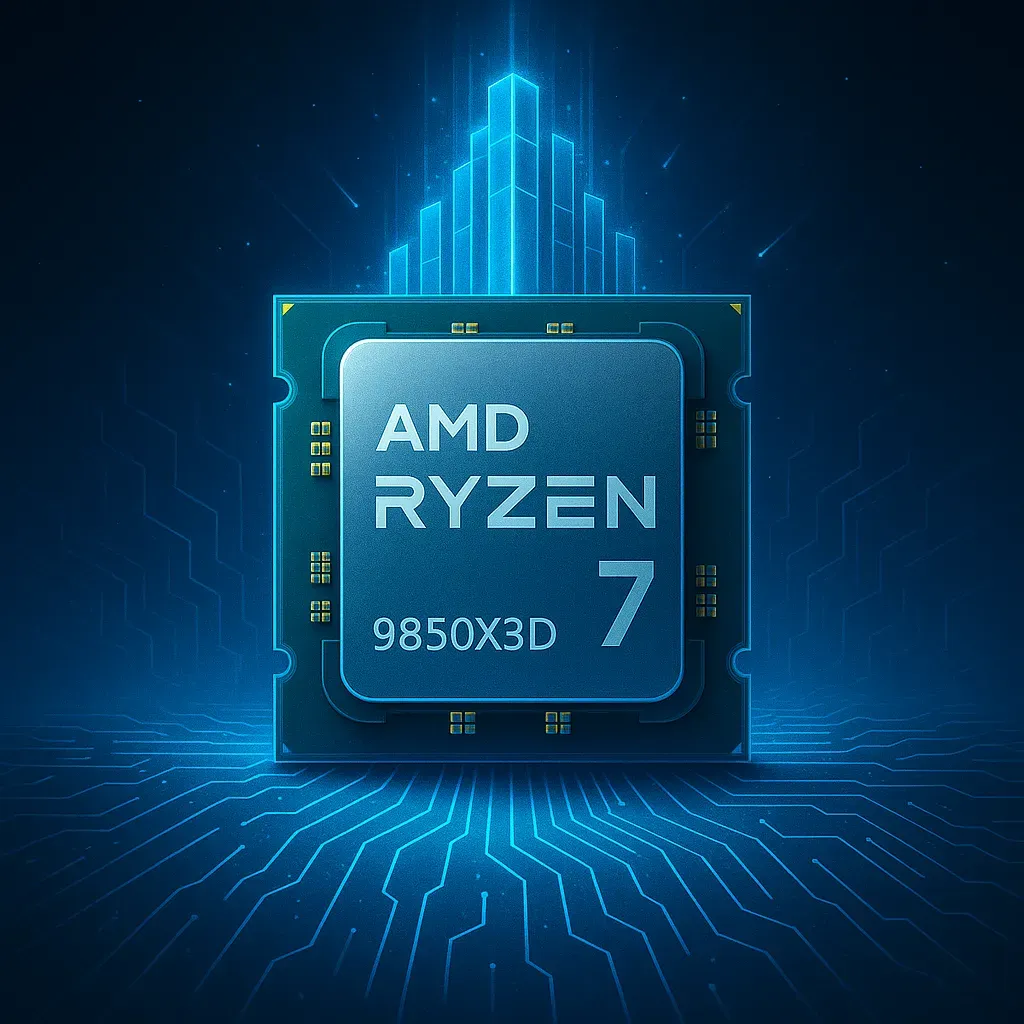 Illustration of AMD Ryzen 7 9850X3D processor leak