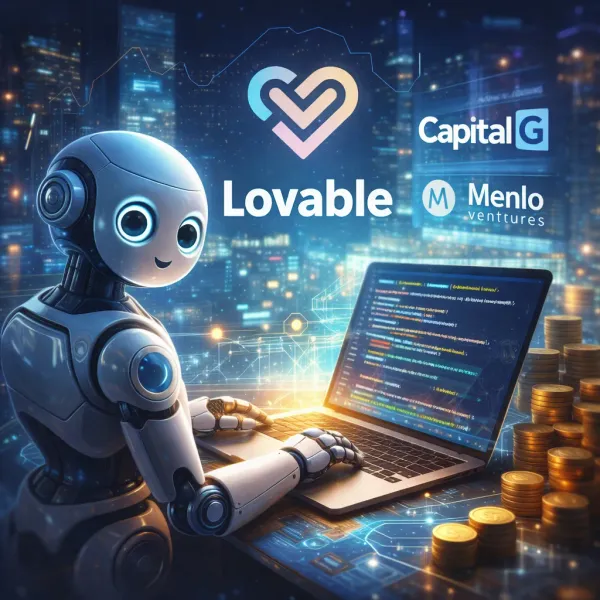 Lovable AI 編程平台融資與氛圍編碼技術示意圖