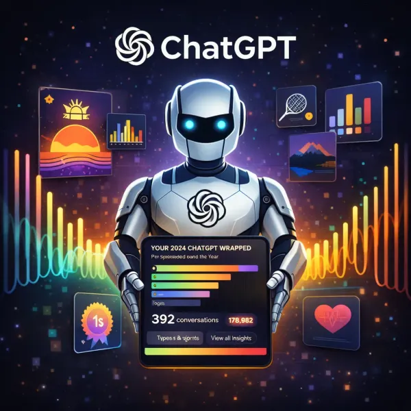 ChatGPT年度回顧功能介面展示個性化統計數據