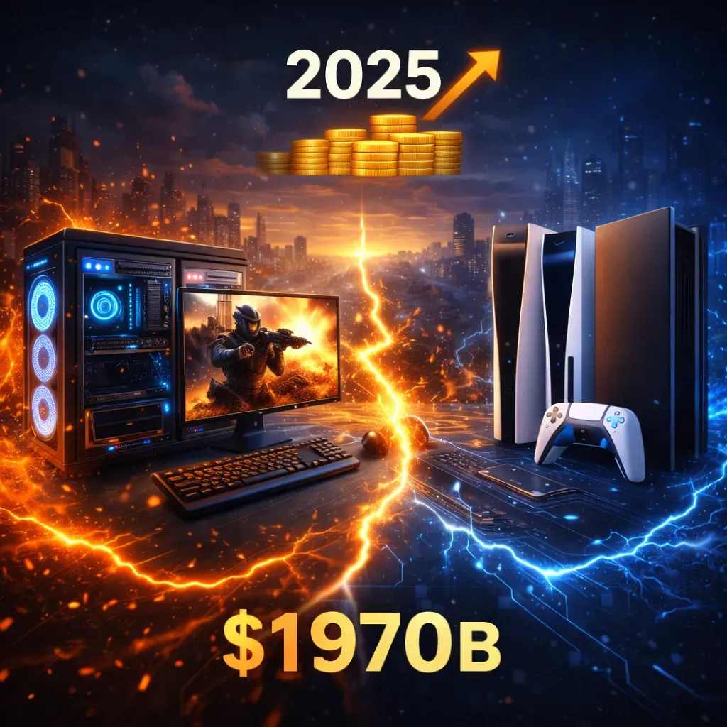 2025 global gaming market size and platform distribution chart